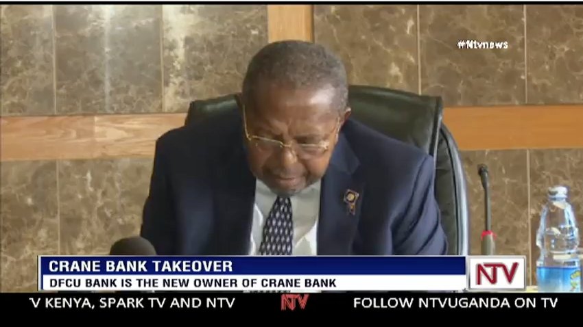 ntvuganda's tweet photo. DFCU is the new owner of Crane bank, BOU governor Mutebile confirms #NTVAtOne https://t.co/hIPoRm59DJ