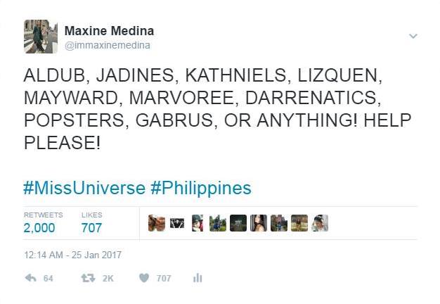immaxinemedina's tweet photo. BIG THANK YOU TO THIS FANDOMS AND ALSO TO OTHERS, LOVE YOU ALL! RT THIS!

WinTheCrown MaxineMedina
#MissUniverse #Philippines https://t.co/EeZLkvBv1U