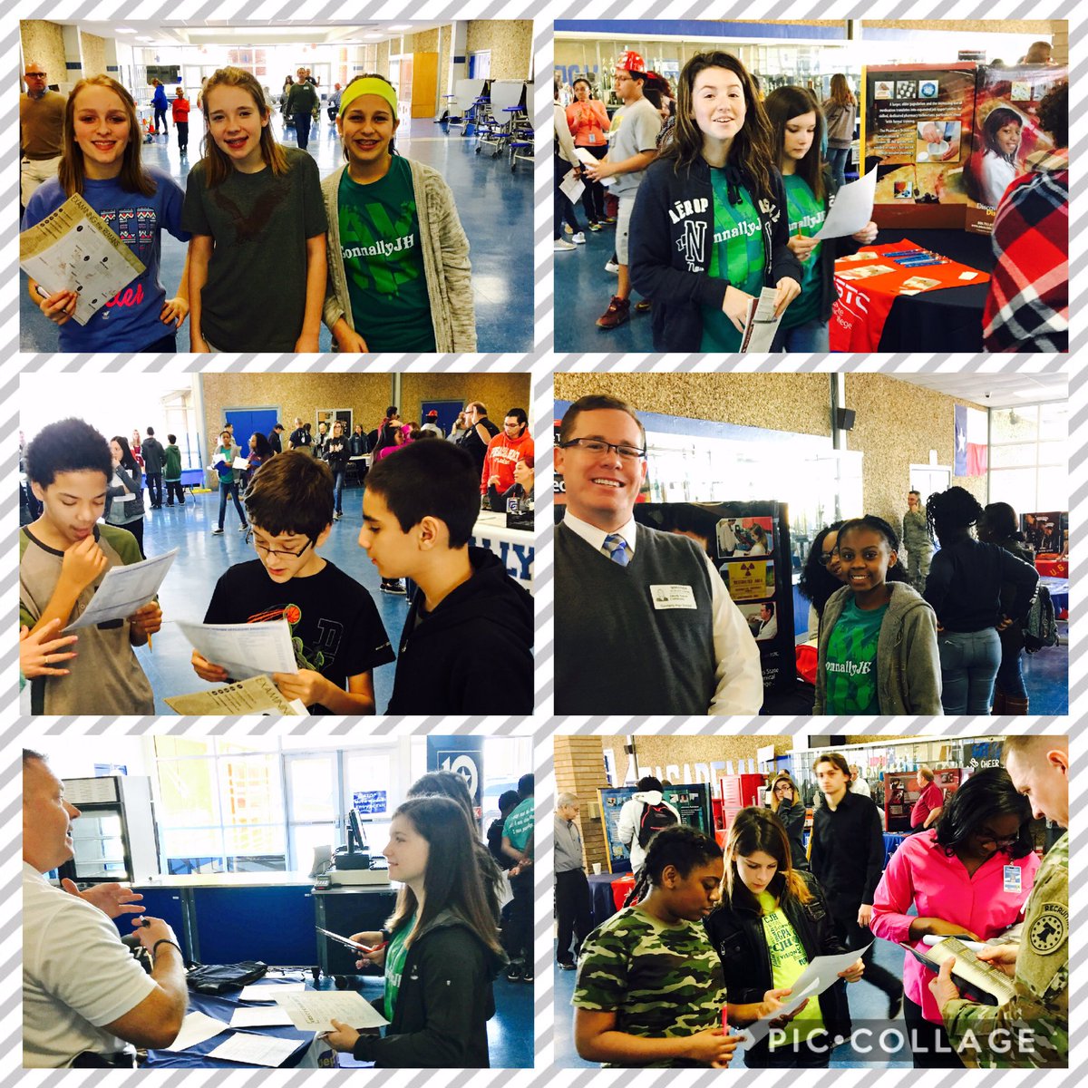 CjhAvid's tweet photo. CJH AVID students enjoy the College &amp; Career Fair. #collegeboundcadets #futurecareers  @ConnallyJH @ConnallyCTECHS @avid4college @AVIDTexas https://t.co/k1pdNGjjgZ
