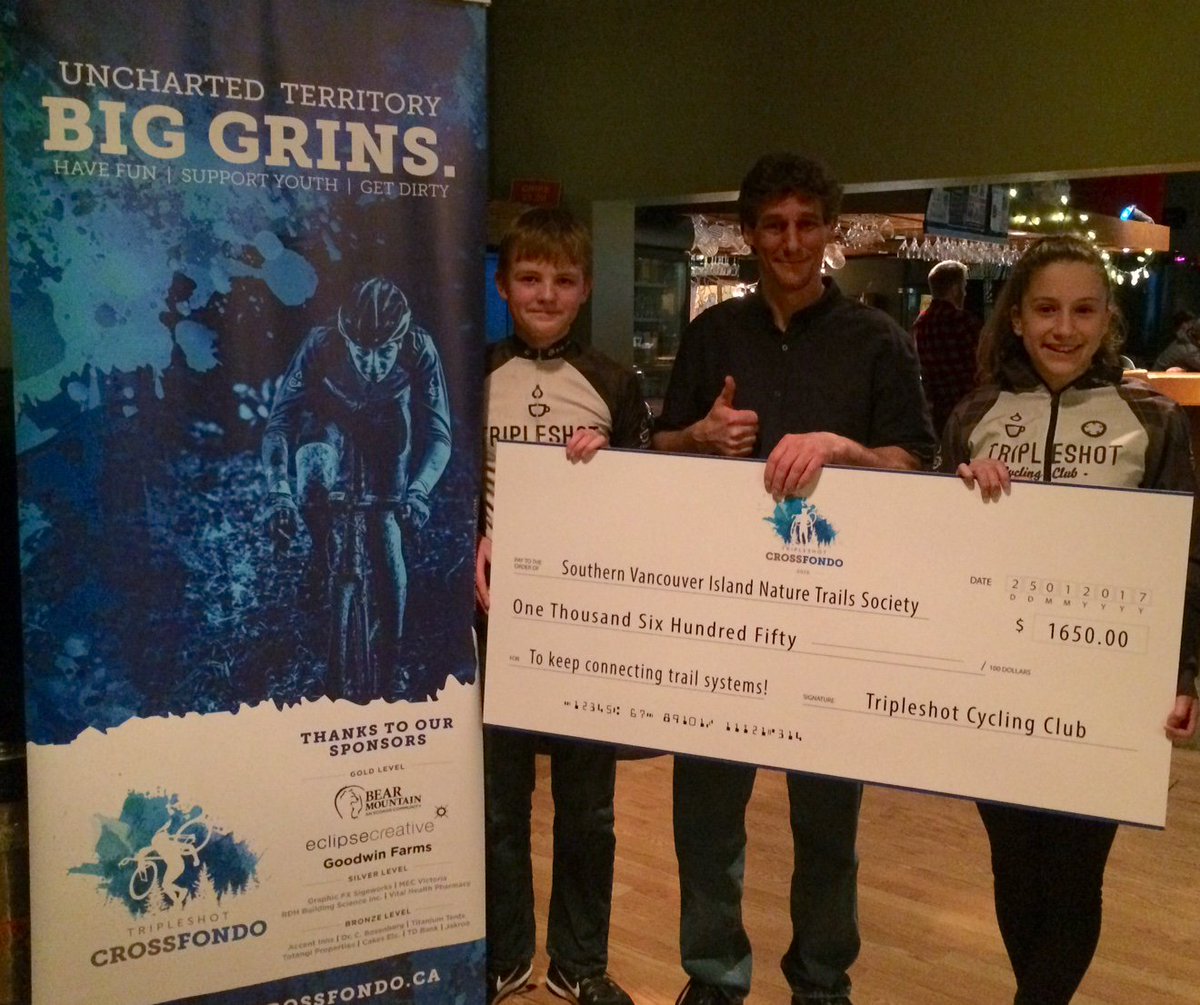 Thx to all who helped us donate $1650 to South Vancouver Island Nature Trails Society &amp; see u Oct. 15 2017 for another great CrossFondo!