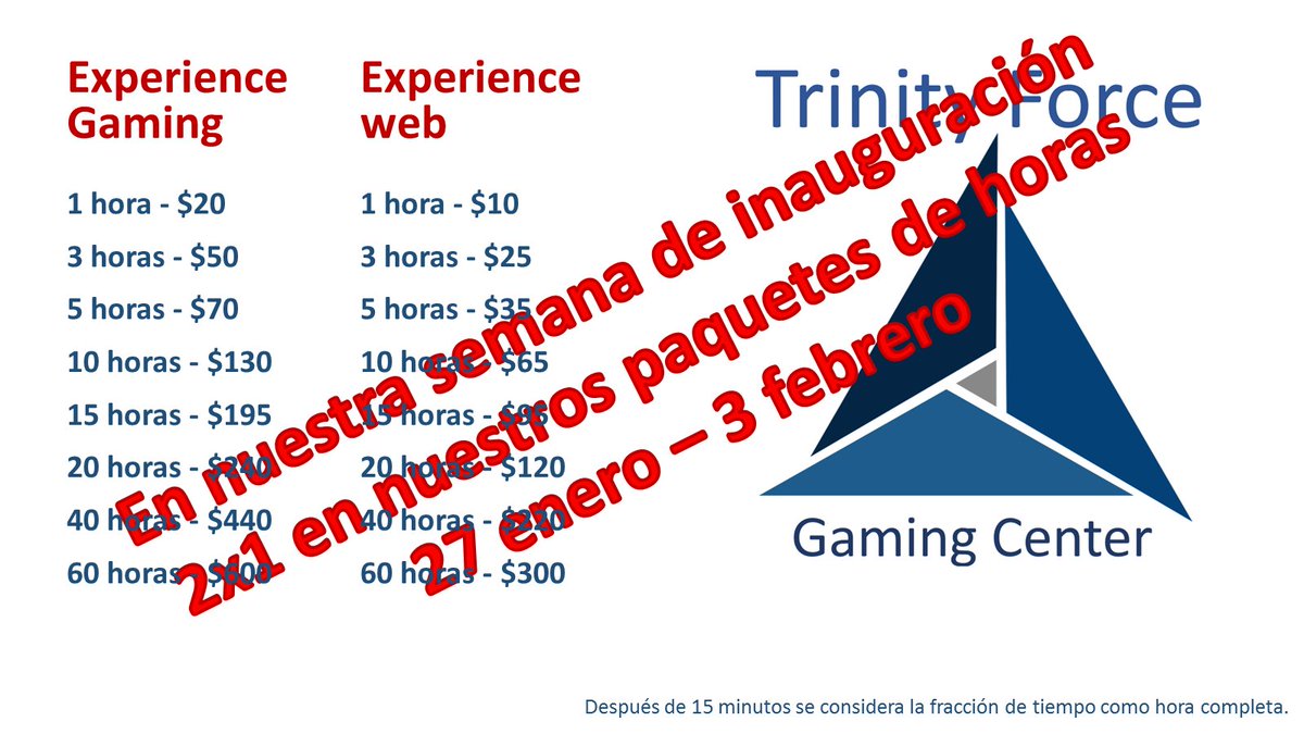 TrinityForceGC's tweet image. Semana de Inauguración 
 27 de enero 2017 al 3 de febrero 2017