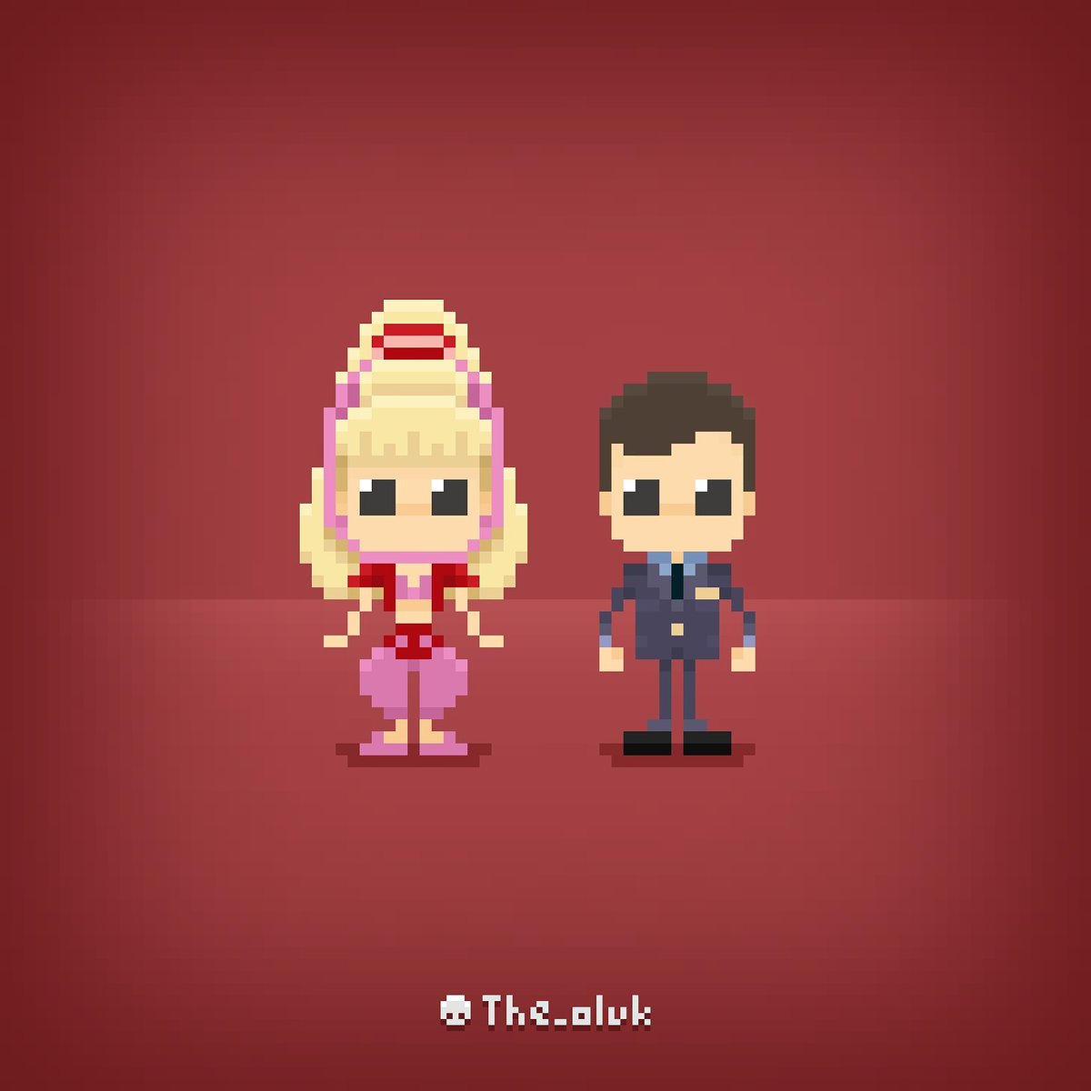 the_oluk's tweet photo. Jeannie and Major Tony Nelson from "I Dream of Jeannie" TV series.
#idreamofjennie #stregaperamore #retrogames #pixelart #16bit #8bit https://t.co/UjRH34drwb
