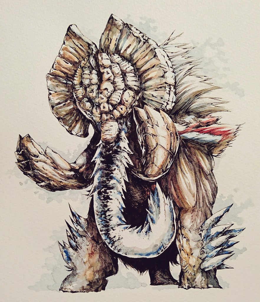 水彩画 銀嶺ガムート #MHXX #MonsterHunter
