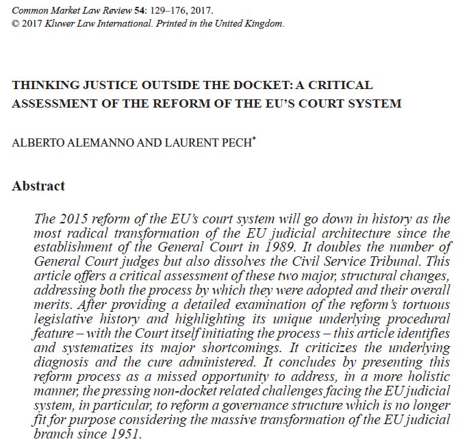 ProfPech's tweet photo. #CJEU reform: For a strong critique of Regulation 2015/2422 see article co-authored with @alemannoEU in latest issue of #CMLRev #EULaw #ECJ https://t.co/vZrLfkpNZK