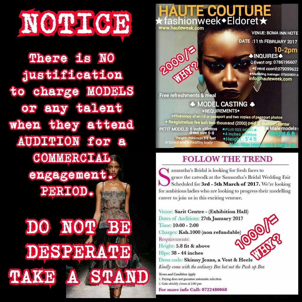 TONYCHIRAH's tweet photo. This is EXTORTION n is CRIMINAL #SayNoToModelExploitation @MissTourism_Ke @KatModels @letoyajohnston1 @dandestyles @CarolOdero @dandestyles https://t.co/fcNbPDMXzZ