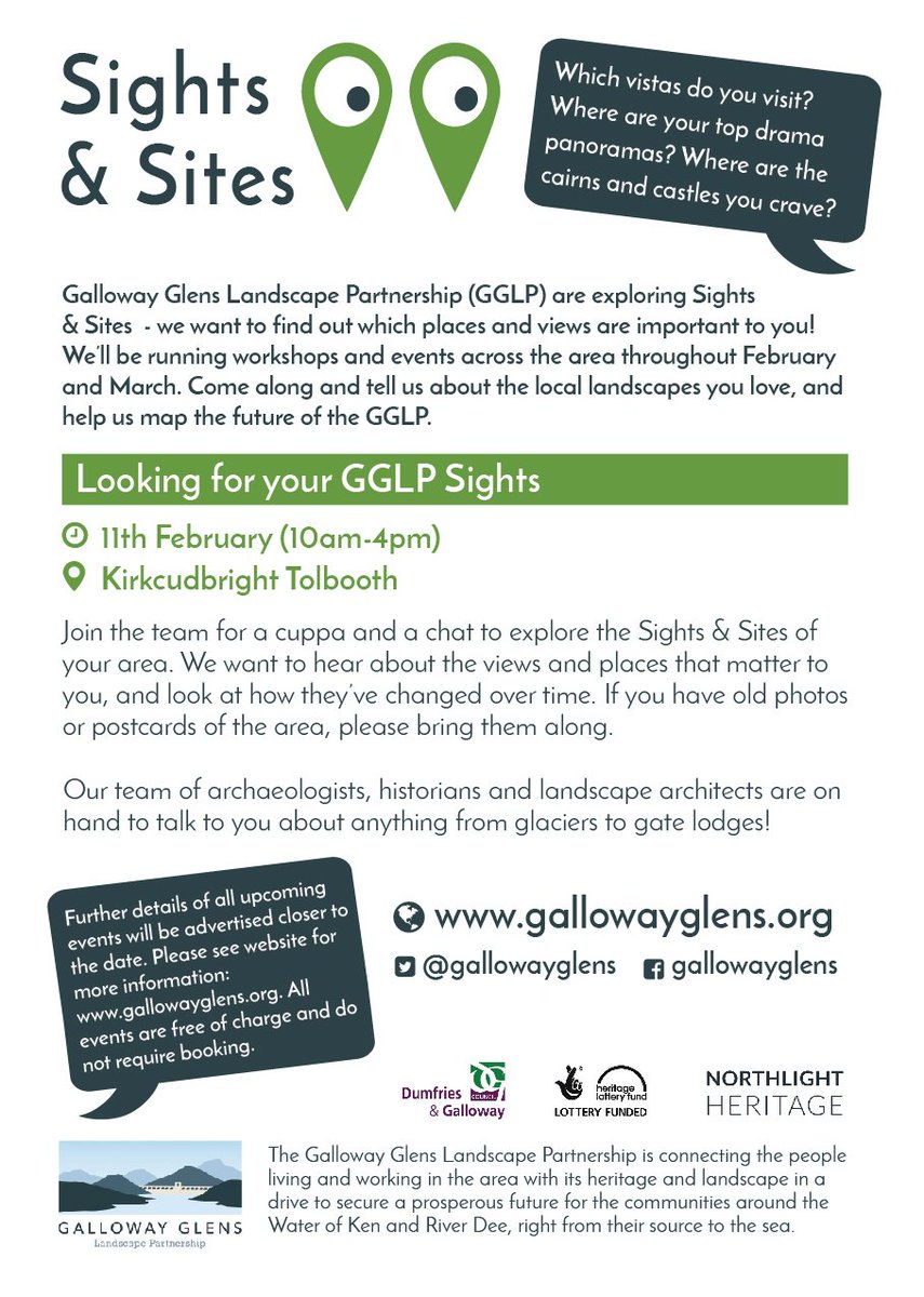 gallowayglens's tweet photo. #GGLP #SightsandSites is go! Pop along 4 a cuppa and a blether -1st workshops in Kirkcudbright, Castle Douglas, Carsphairn and Dalry in Feb. https://t.co/iawfpHSnUC
