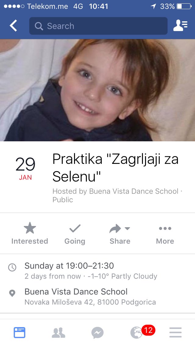 damirakalac's tweet photo. Još jedno druženje za #helpselena 29.1. od 19 do 21h Buena Vista škola plesa organizuje donatorsko veče "Zagrljaji za Selenu" https://t.co/E7XcSCjfmS