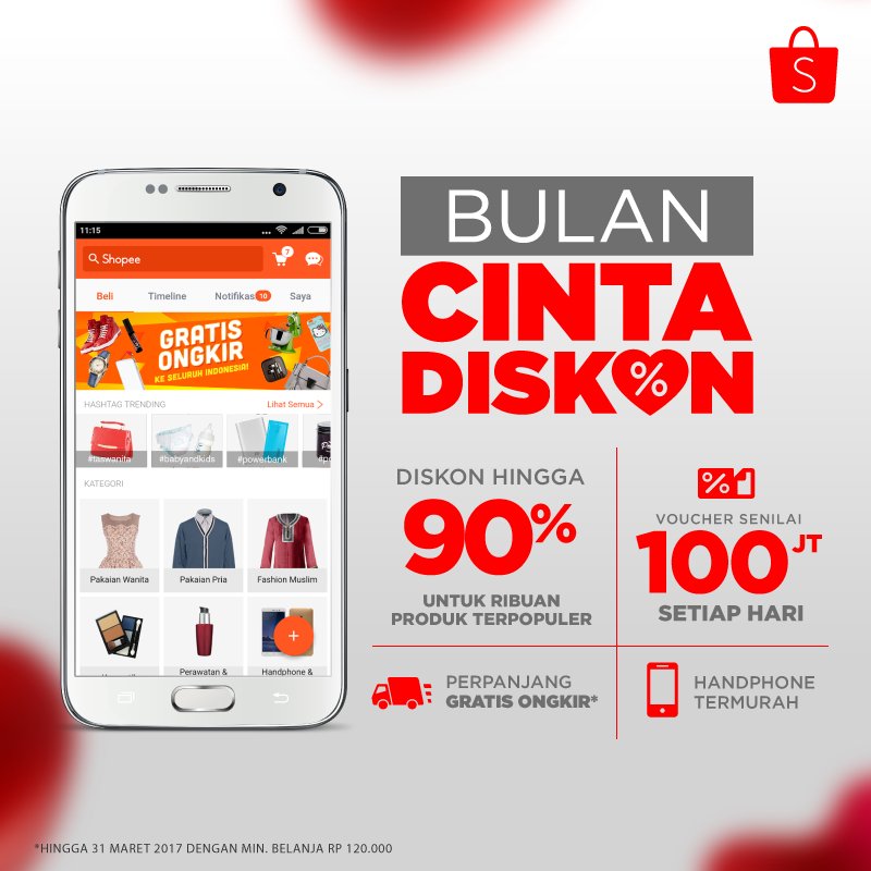 ShopeeID's tweet photo. Rayakan Bulan Cinta Diskon hanya di Shopee! Tunggu tanggal mainnya yaa, mulai 1 Februari! Informasi lebih lanjut: https://t.co/SOhbBBT4w0 https://t.co/SN9TMRLRzG
