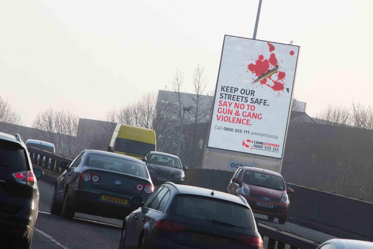 gmpolice's tweet photo. Have you seen our boards on #Mancunianway this week? Say no to gun &amp; gang violence and help us to get #GunsOffOurStreets https://t.co/fFQ1daCvwO