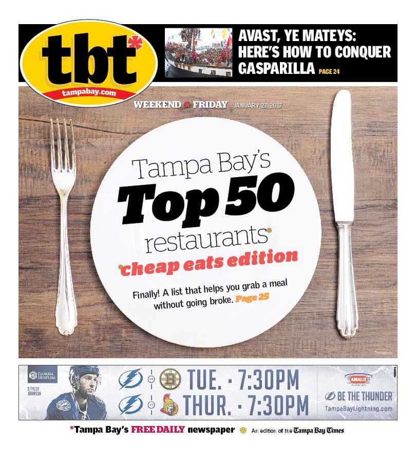 tbtnewspaper's tweet photo. The weekend tbt* covers. Top 50 restaurants of Tampa Bay (cheap eats edition): https://t.co/9LI5GktwNN https://t.co/3pPdhkRYdg