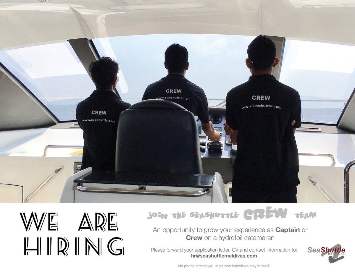 SeaShuttleIntl's tweet photo. SeaShuttle Maldives is hiring. https://t.co/affIT1t9ra