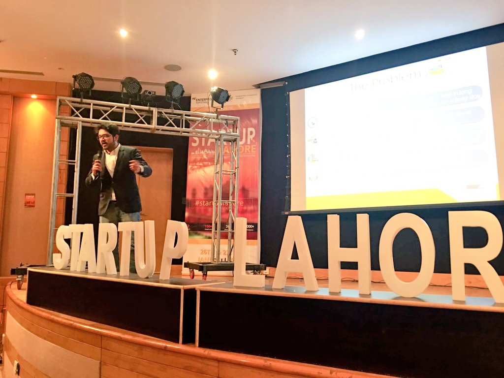 MITEF_Pakistan's tweet photo. "We offer on demand carwash to your doorstep" Car Butlers #startup has taken the stage @Startup_Lahore 
#StartupRumble https://t.co/vIL7yEDQT8