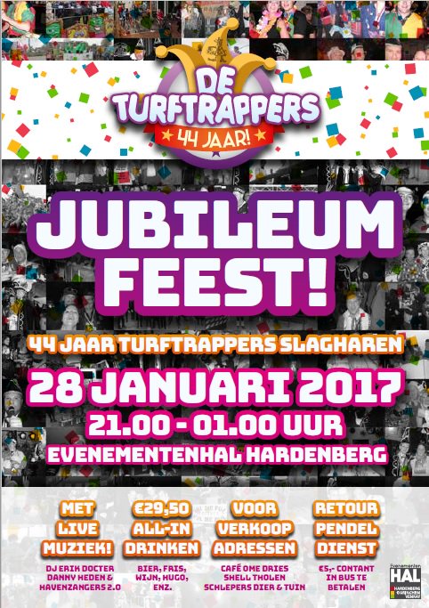 EvenementenHB's tweet photo. Carnavalsvereniging De Turftrappers uit Slagharen viert op zaterdag 28 januari in de Evenementenhal in Hardenberg een groot jubileumfeest. https://t.co/I0SO4mNEd8