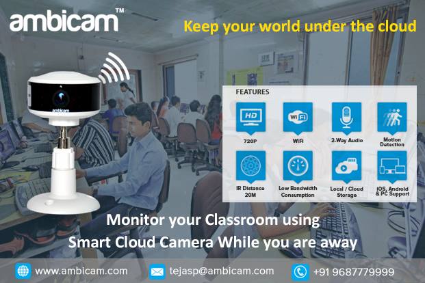 ChiragVmukti3's tweet photo. @TheAmbicam -Monitor Your Classroom Using Smart #cloud #camera While You Are Away.#wireless #motion #surveillance #Ambicam #Ahmedabad https://t.co/LQMAXP7S3z