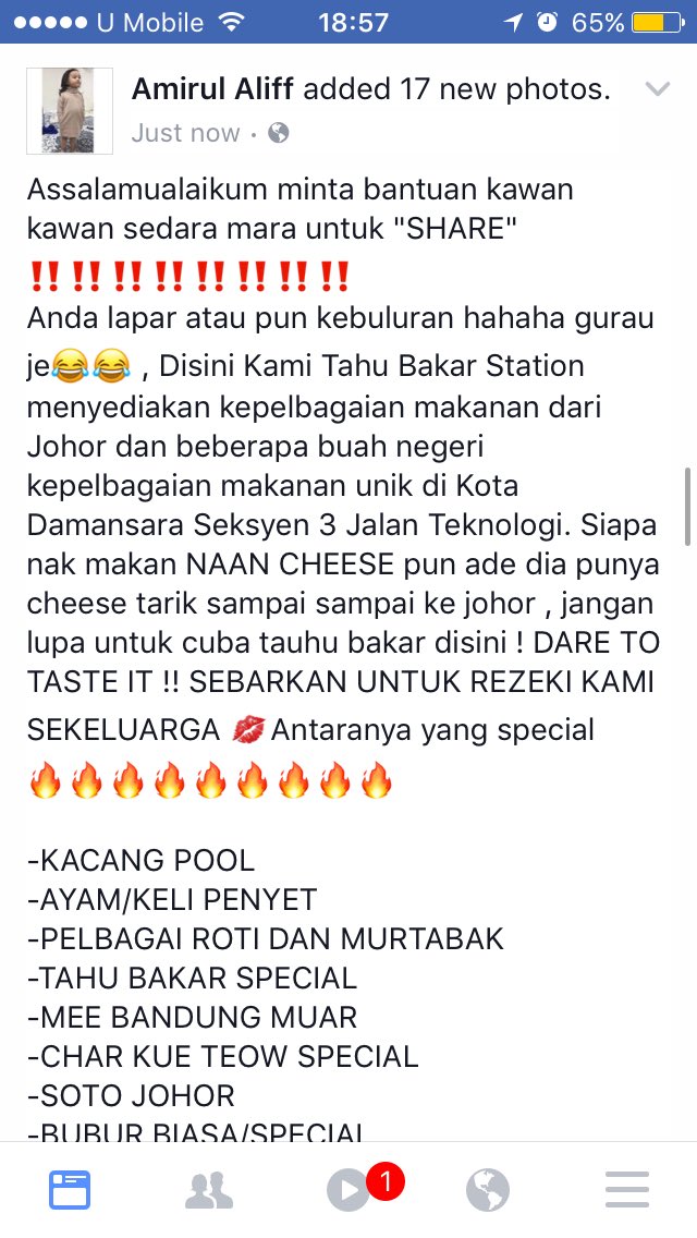 AmirulAliff89's tweet photo. Minta bantuan kawan kawan pergi ke FB saya share kan okay , Semoga pintu rezeki keluarga kami diperluaskan #SupportTBS InshaAllah https://t.co/SZP381ALRY