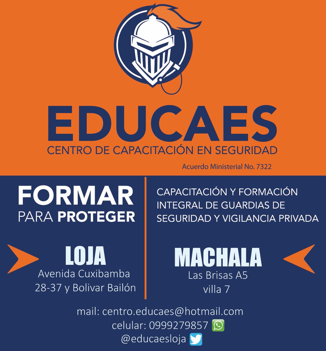 educaesloja's tweet photo. #Educaes "Educar para Proteger" Centro de #Capacitacion para #GuardiasdeSeguridad https://t.co/cSdyGXfo99