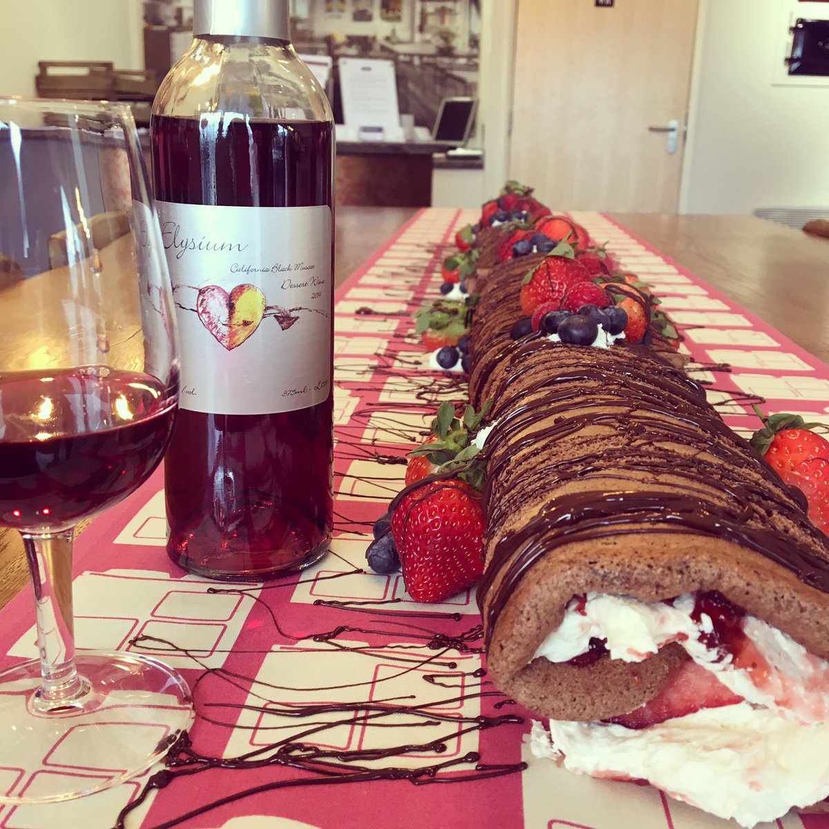 #NationalChocolateCakeDay! Our neighbours <a href="/AGA_Official/">AGA Official</a> baked a 2 metre roulade - visit them for a slice &amp; us for a drop of matching wine.