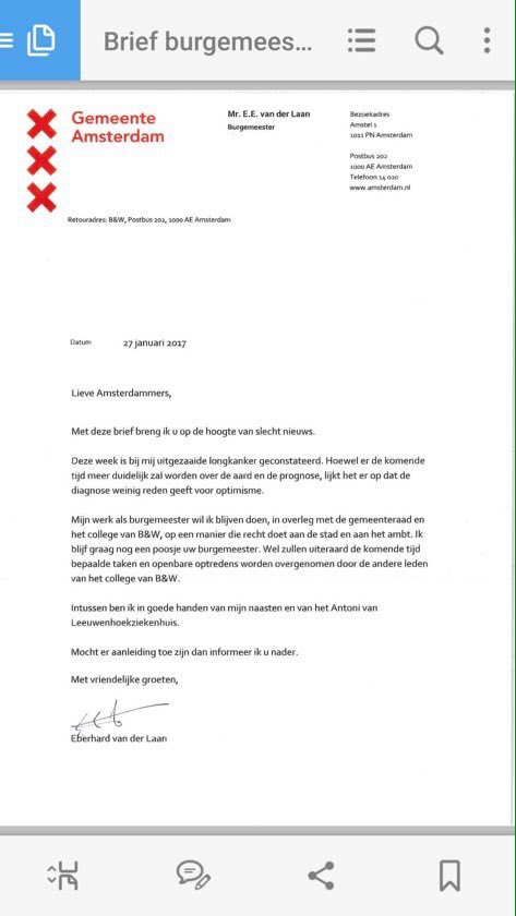 johnbijl's tweet photo. Super verdrietig nieuws. Burgemeester Eberhard van der Laan heeft uitgezaaide longkanker. Schrijft open brief aan alle Amsterdammers. https://t.co/LgLqLiBtim