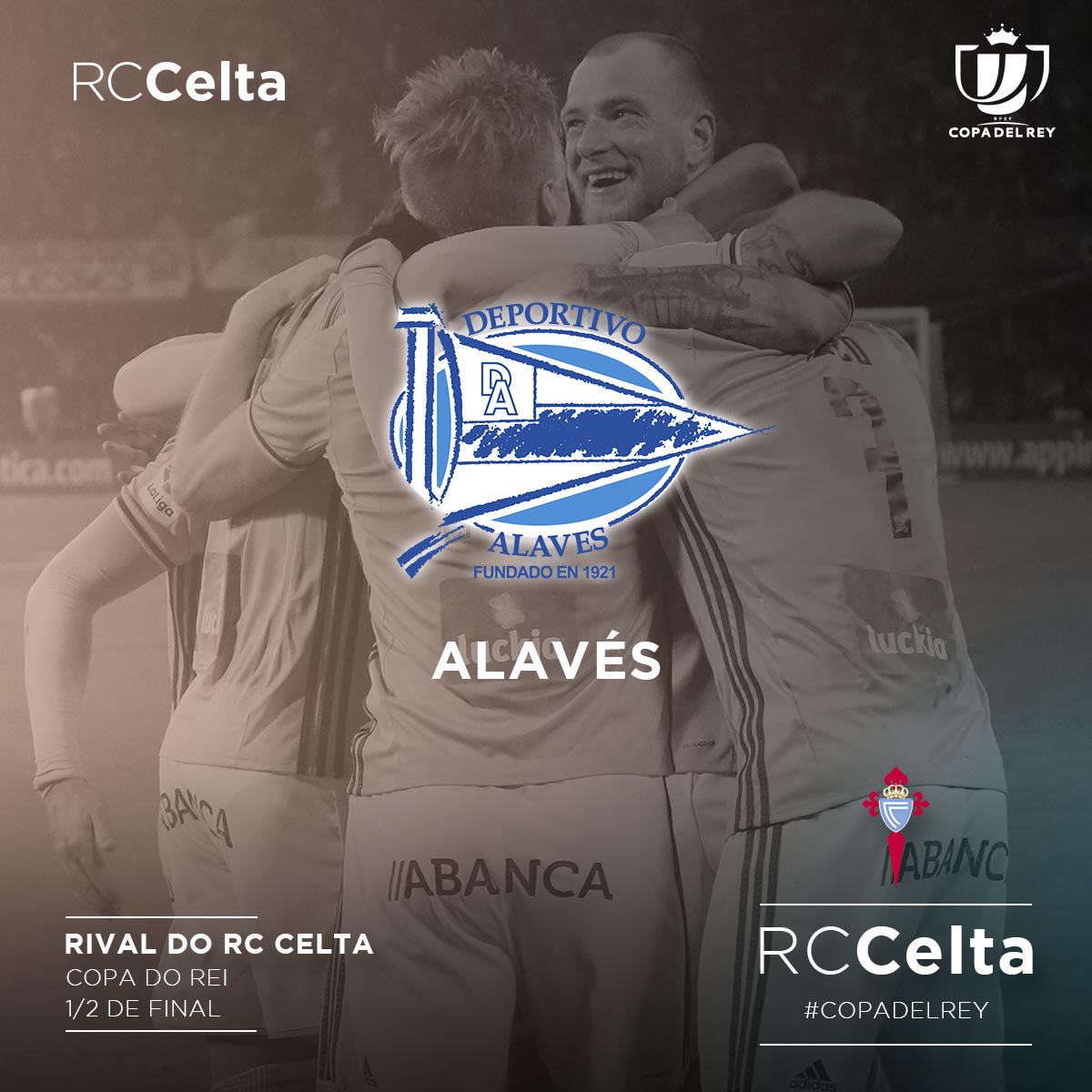 RCCelta's tweet photo. El @Alaves será nuestro rival en las semifinales de #CopaDelRey. La ida se disputará en Balaídos. #HalaCelta #SorteoCopa https://t.co/c9HhzhIoOu