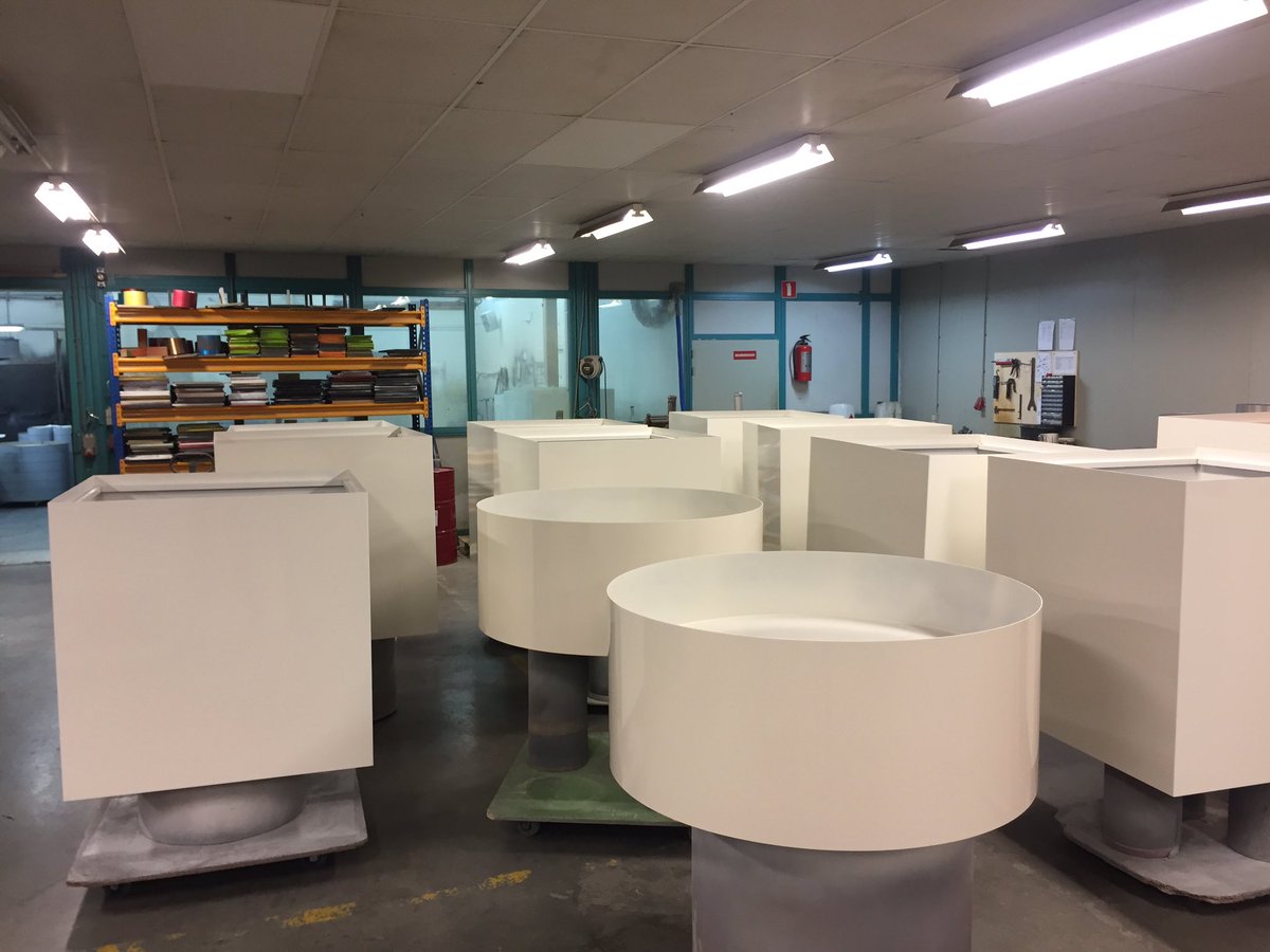 Big custom-made Stiel Trend and Stiel Standard planters, waterresistant coating inside. No insert necessary!!