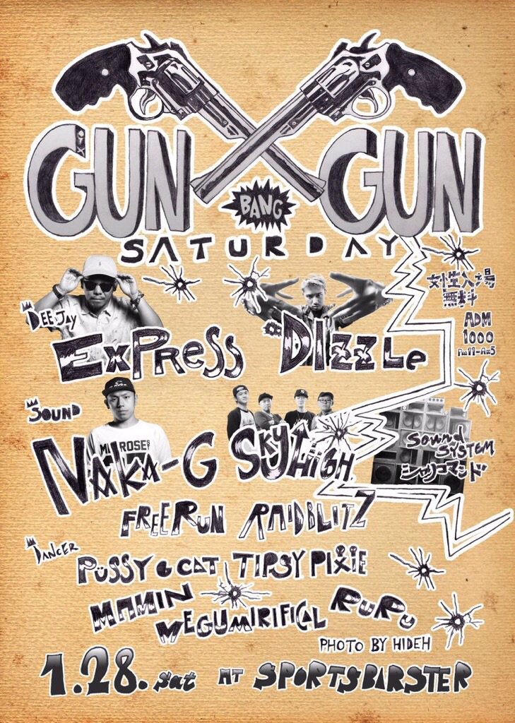 DUKE_STARLIGHT's tweet photo. 明日は茨木にて北大阪のNew Dance "Gun Gun Saturday" Dizzle&Expressも出演!Ladiesは入場無料&2時まで飲み放題のCrazyな企画!Check! #soundnakag #skyhigh #freerun #raidblitz https://t.co/x6NAK0IKtp