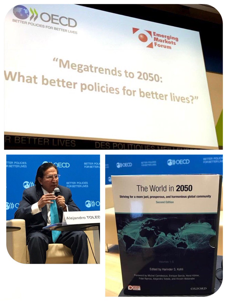 En la presentación del libro de la OCDE:        El mundo en el año 2050: Hacia una Comunidad Global más Justa, Próspera y en Paz.  En París