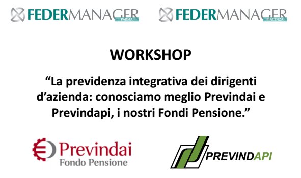 FedermanagerPR's tweet photo. Vi aspettiamo sab. 28/01, ore 10, al workshop sulla previdenza complementare c/o Grand Hotel de la Ville assieme a @Previndai e #previndapi! https://t.co/aI6nDNmQ9o