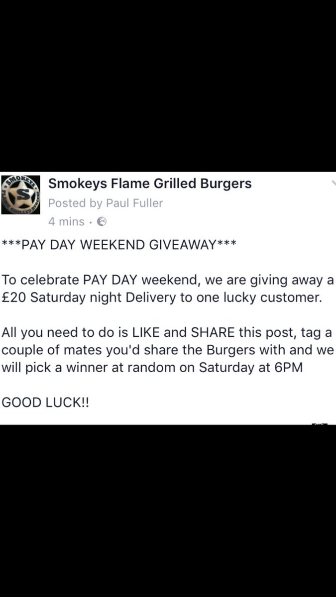SmokeysBurgers's tweet photo. #PAYDAY Weekend is here!
Visit our Facebook for a chance to win a £20 #SaturdayNight #delivery #Bournemouth #Poole

https://t.co/W4Vkd0YcUa https://t.co/37P02K47tB