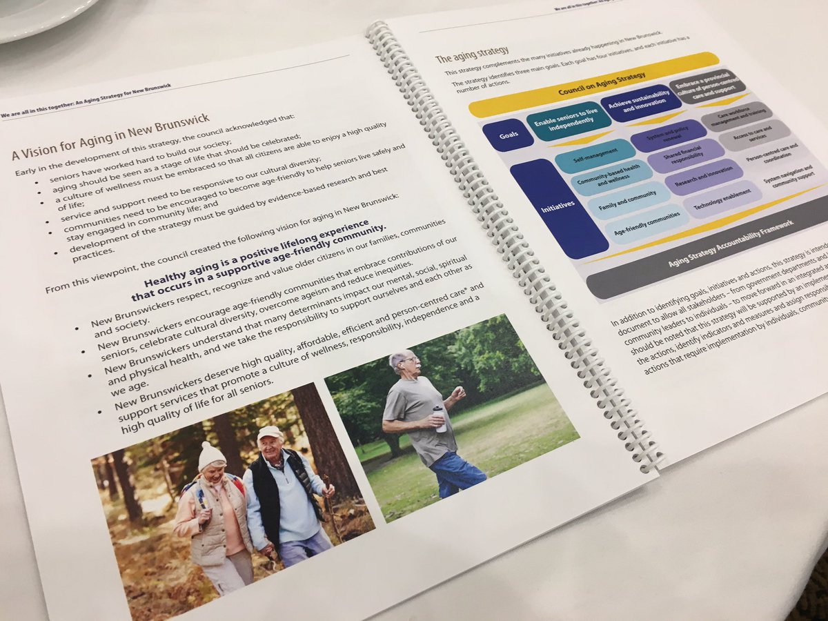 AimeeNForeman's tweet photo. @KenMcGeorge unveils #NB #AgingStrategy...3 goals, 4 initiatives w/in each. #person-centred https://t.co/WtMwlQFJ8q