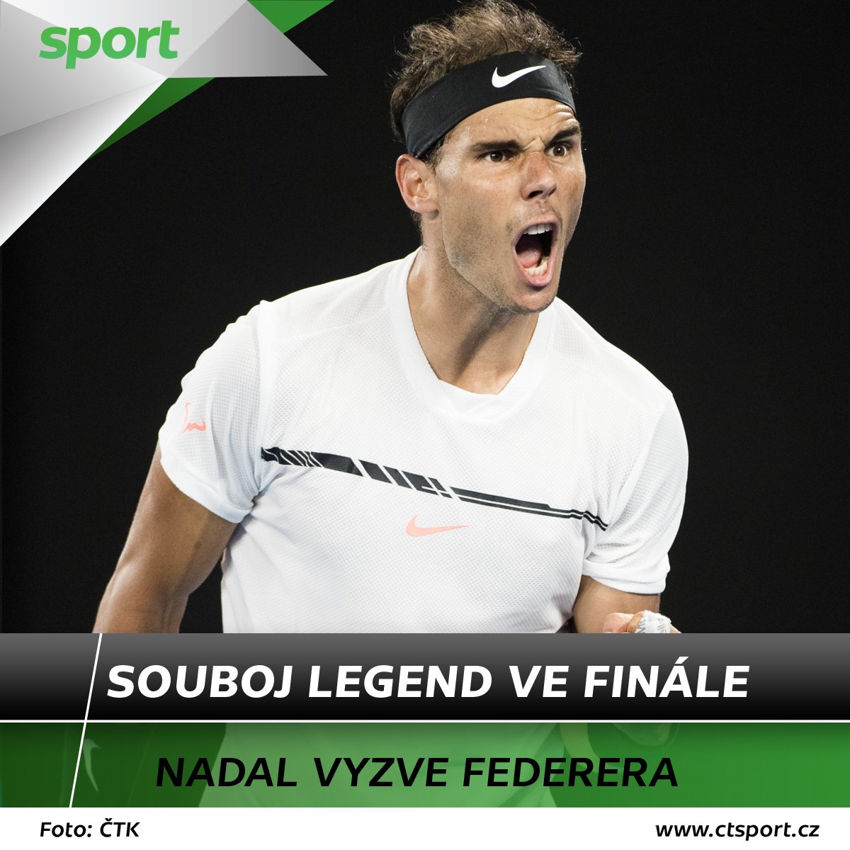 sportCT's tweet photo. Pětihodinové semifinálové drama ovládl @RafaelNadal a utká se o triumf s @rogerfederer. #australianopen https://t.co/7fG4zU5sFT https://t.co/FWxA6t6ts7