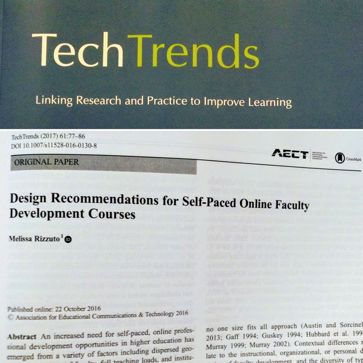 melrizzuto's tweet photo. Design Recommendations for Self-Paced Online #FacDev Courses @AECTTechTrends https://t.co/wfq9zyXJXC Thanks @SKEdTech for guidance/support. https://t.co/bK83CzgMcg