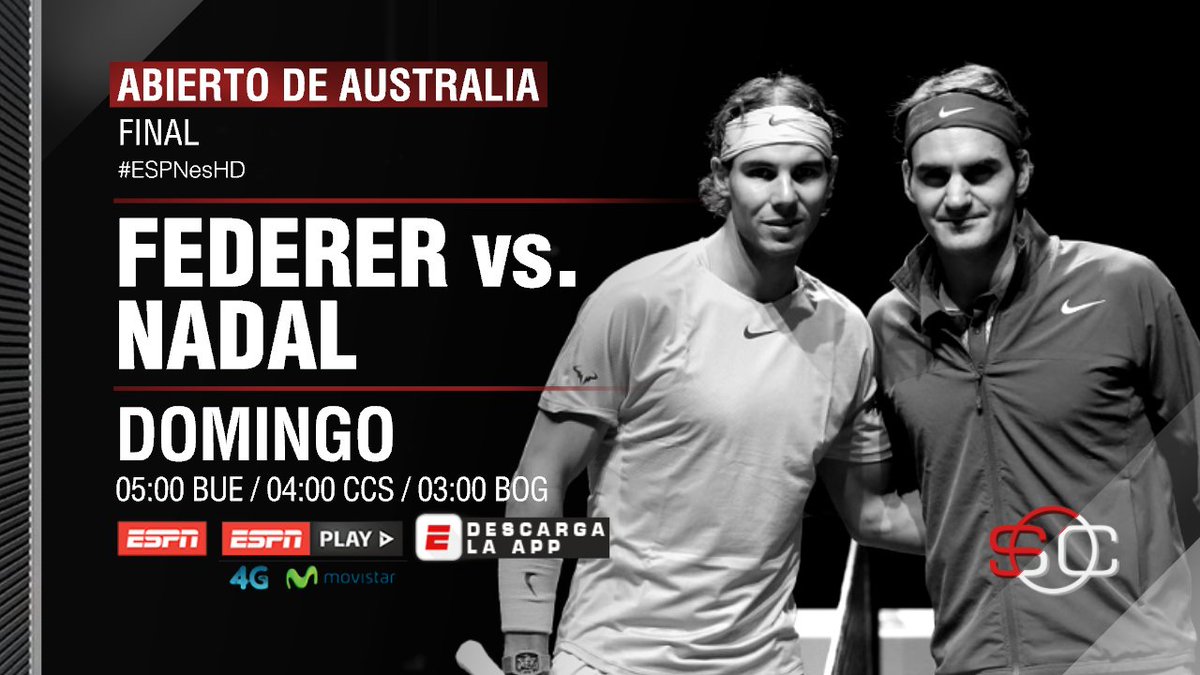 ESPNtenis's tweet photo. #AUSTRALIAxESPN ¡Para ir agendando! Tremenda definición entre @RogerFederer y @RafaelNadal. Y la vas a vivir por #ESPN y @ESPNPLAY https://t.co/DPg3beTDXy