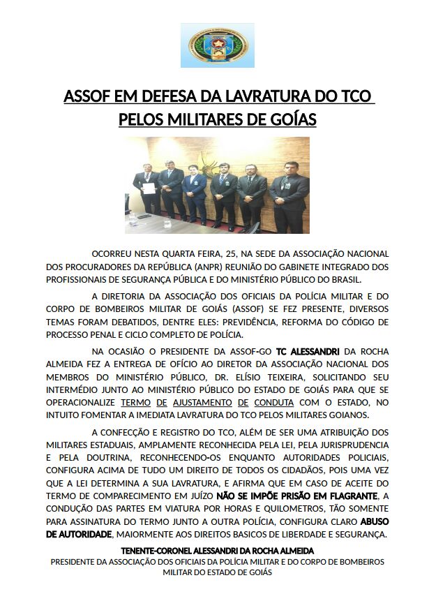 assofgo's tweet image. ASSOFGOIÁS SAI EM DEFESA PELOS MILITARES DE GOIÁS! #assofgo#acontece# notícia
