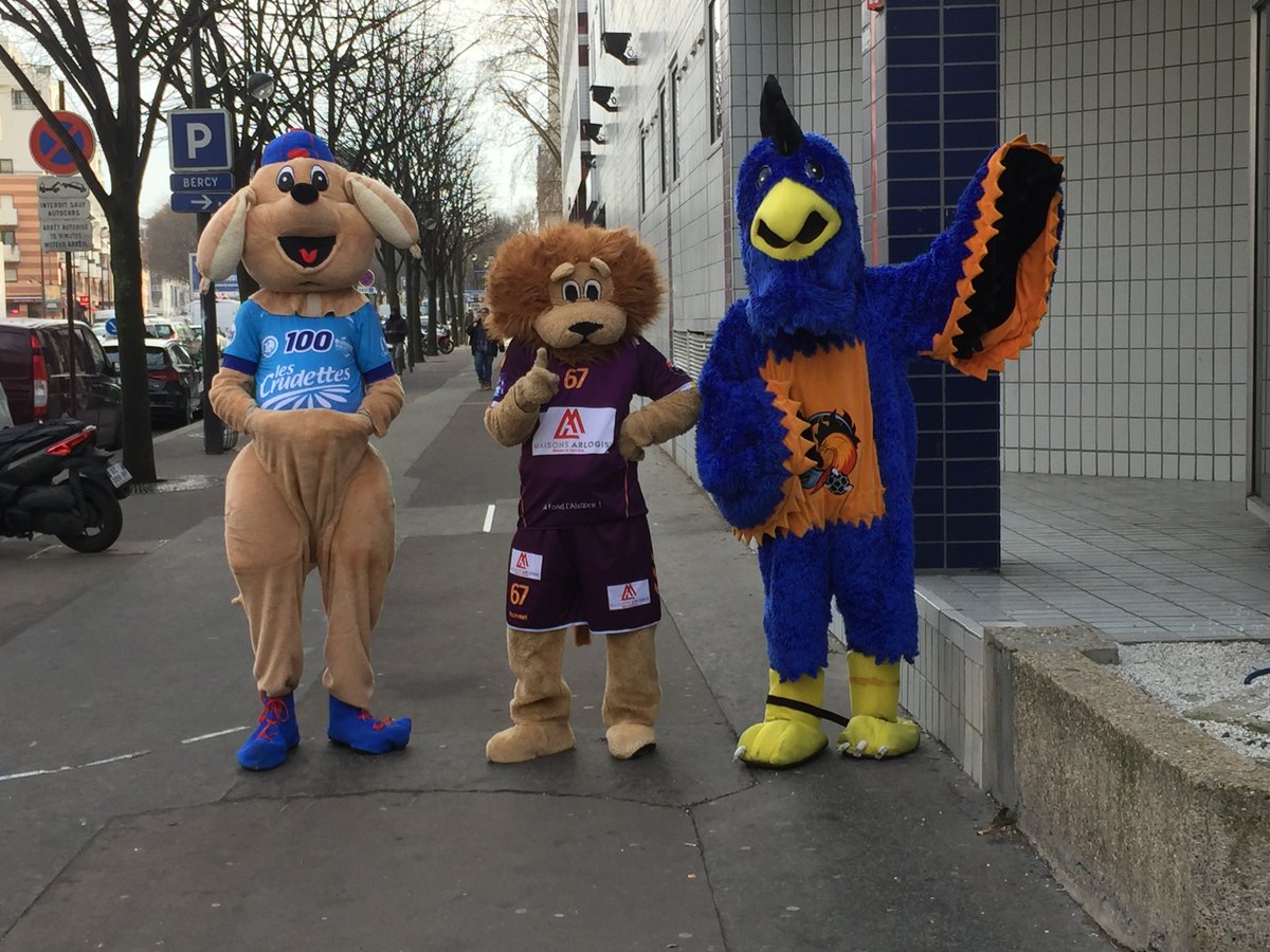 handstargame's tweet photo. Ce matin, certaines mascottes de @LidlStarligue sont arrivées à @Paris pour 1 petit repérage avant le #HSG !
D'autres images prochainement.. https://t.co/YXnGwZAX92