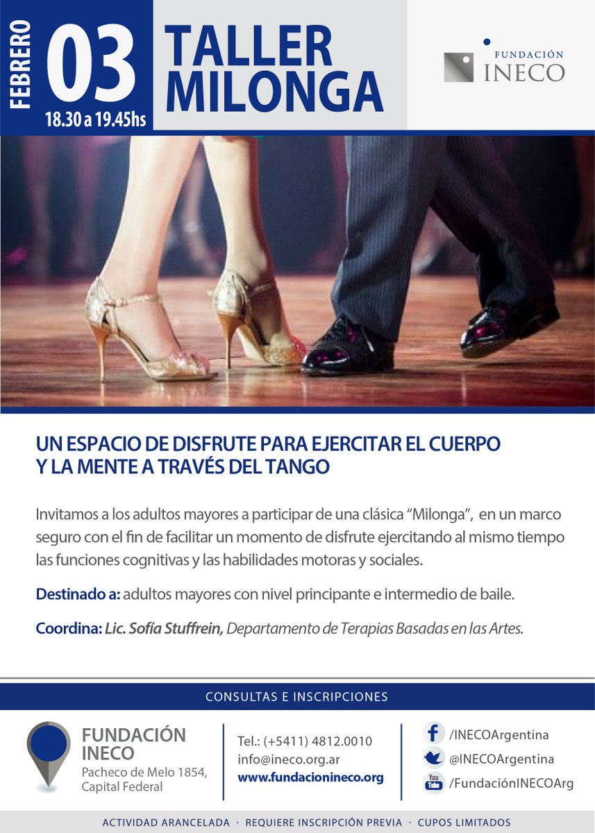 INECOArgentina's tweet photo. #Verano en #FundaciónINECO 🔆¡Te invitamos a participar del taller de #milonga! Para + info ➡️https://t.co/Ly0UE9NeXP https://t.co/OlOZ9YqrVL