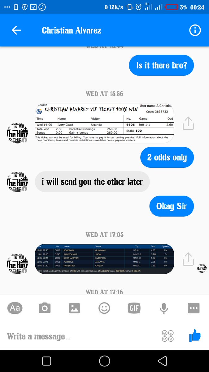 gabbu_254's tweet photo. #ExposeFixedOddsScammers Christian Alvarez on FB blocks you then posts edited ticket https://t.co/AuPzXuWLHq