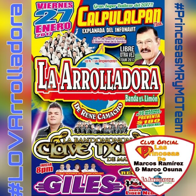 Deisyabl's tweet photo. Llega la gira #LibreOtraVez a Calpulalpan Tlaxcala no te quedes fuera @Arrolladora @MIGUELCOBAS @princesasMRyMO @marcos_abl @Maiconite https://t.co/4EQjvHqByv