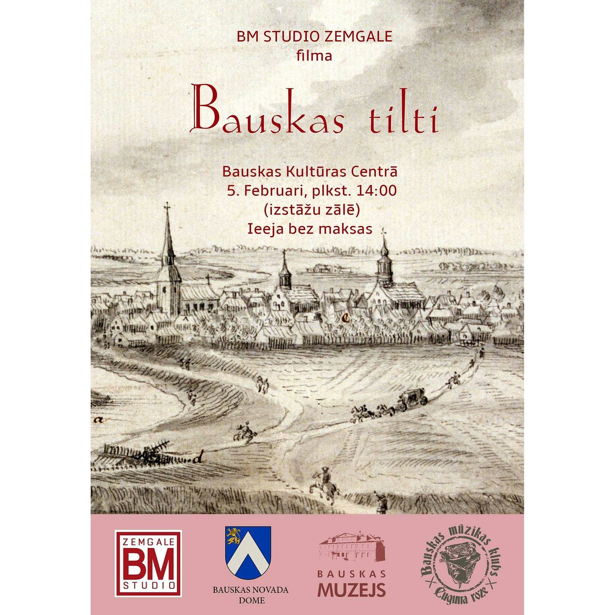 Bauska_BMS's tweet photo. Ieplāno 1 stundu sava laika un 5.februārī plkst. 14:00 esi laipni gaidīts uz filmas 'BAUSKAS TILTI' pirmizrādi. Ieeja - brīva! https://t.co/8wtV7hdpih