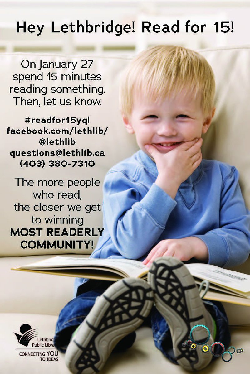 LethbridgeCity's tweet photo. Today's Family Literacy Day. Read for 15 minutes &amp; tell @LethLib using #read15yql. Can we read more than @medicinehatcity &amp; @CityofRedDeer? https://t.co/jgXxwnUv2O