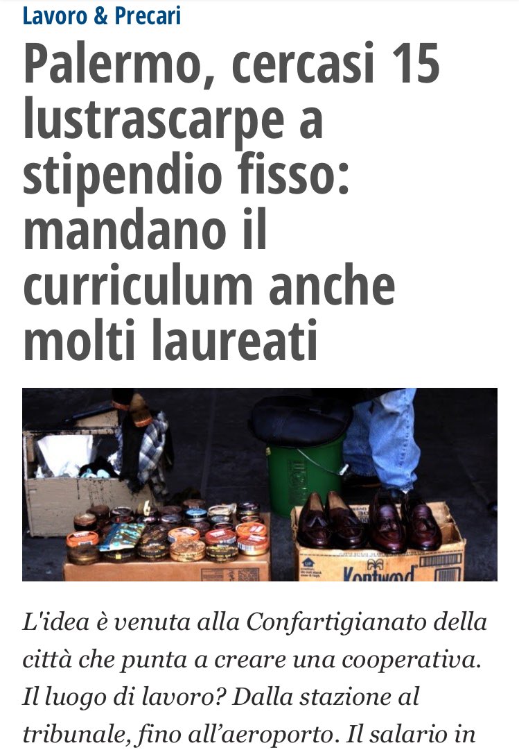 antonio_bordin's tweet photo. Ressa di laureati per un lavoro di lustrascarpe. Com'era quella favoletta dei "lavori che gli italiani non vogliono più fare"? https://t.co/CgicNs82hQ