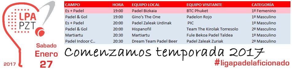 lbizkainapadel's tweet photo. Comenzamos en 3,2.
Esta misma tarde empieza la nueva temporada de la Liga de Padel Aficionado
Aquí tenéis los horarios de los partidos. https://t.co/CXGcujZYEe