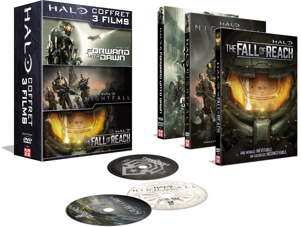 Kazemanga_fr's tweet photo. [SORTIE FILMS] La saga #Halo composée des 3 films (#Nightfall, #ThefallofReach et ForwardUntoDawn) en coffret DVD &amp; BR (VF&amp;VOSTFR) le 15/03. https://t.co/8unc3H2SkB