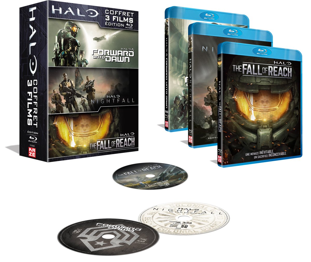 Kazemanga_fr's tweet photo. [SORTIE FILMS] La saga #Halo composée des 3 films (#Nightfall, #ThefallofReach et ForwardUntoDawn) en coffret DVD &amp; BR (VF&amp;VOSTFR) le 15/03. https://t.co/8unc3H2SkB