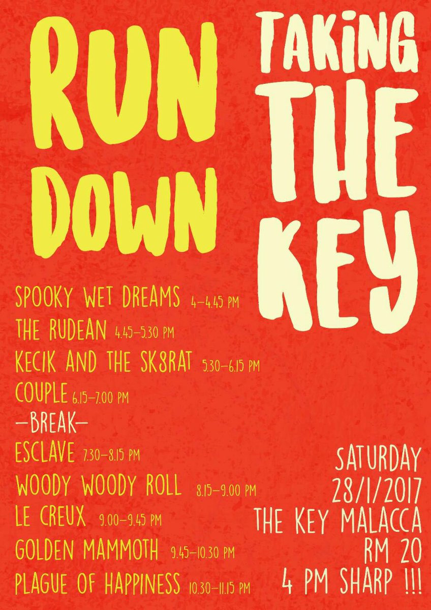 HAPPENING @ THE KEY TOMORROW. COME EARLY. PLENTY OF BANDS TO CATCH. GONG XI FA CAI. YEE SANG IN THE MOSH PIT BRUV.