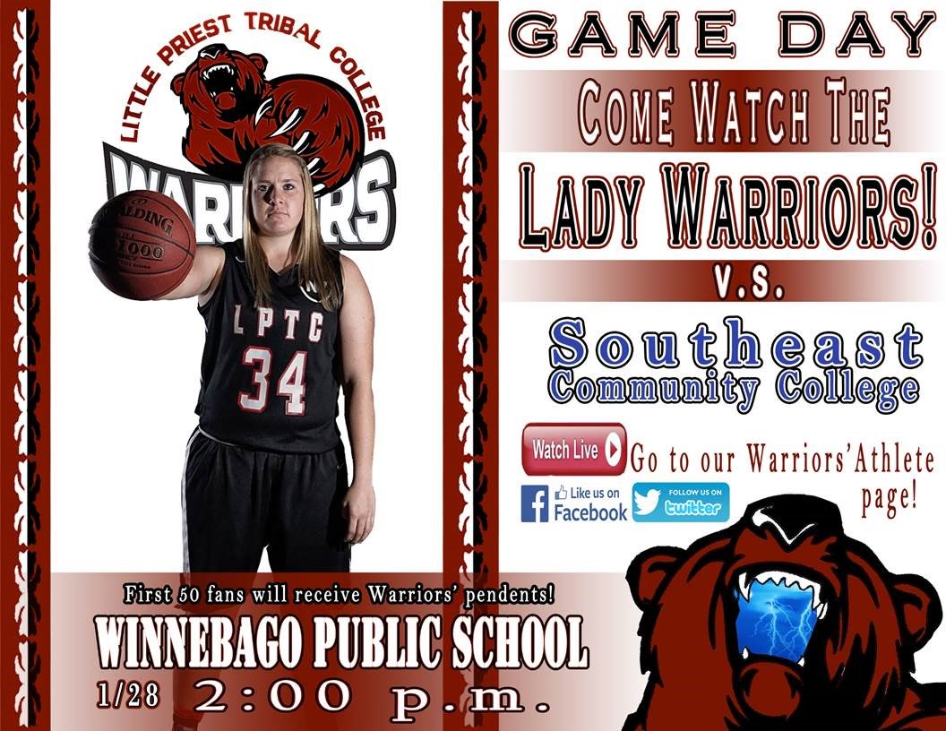 LPTC Lady Warriors Home Game at 2:00 pm on Saturday, Jan. 28 at WPS Gym! Go Warriors! @littlepriestwbb