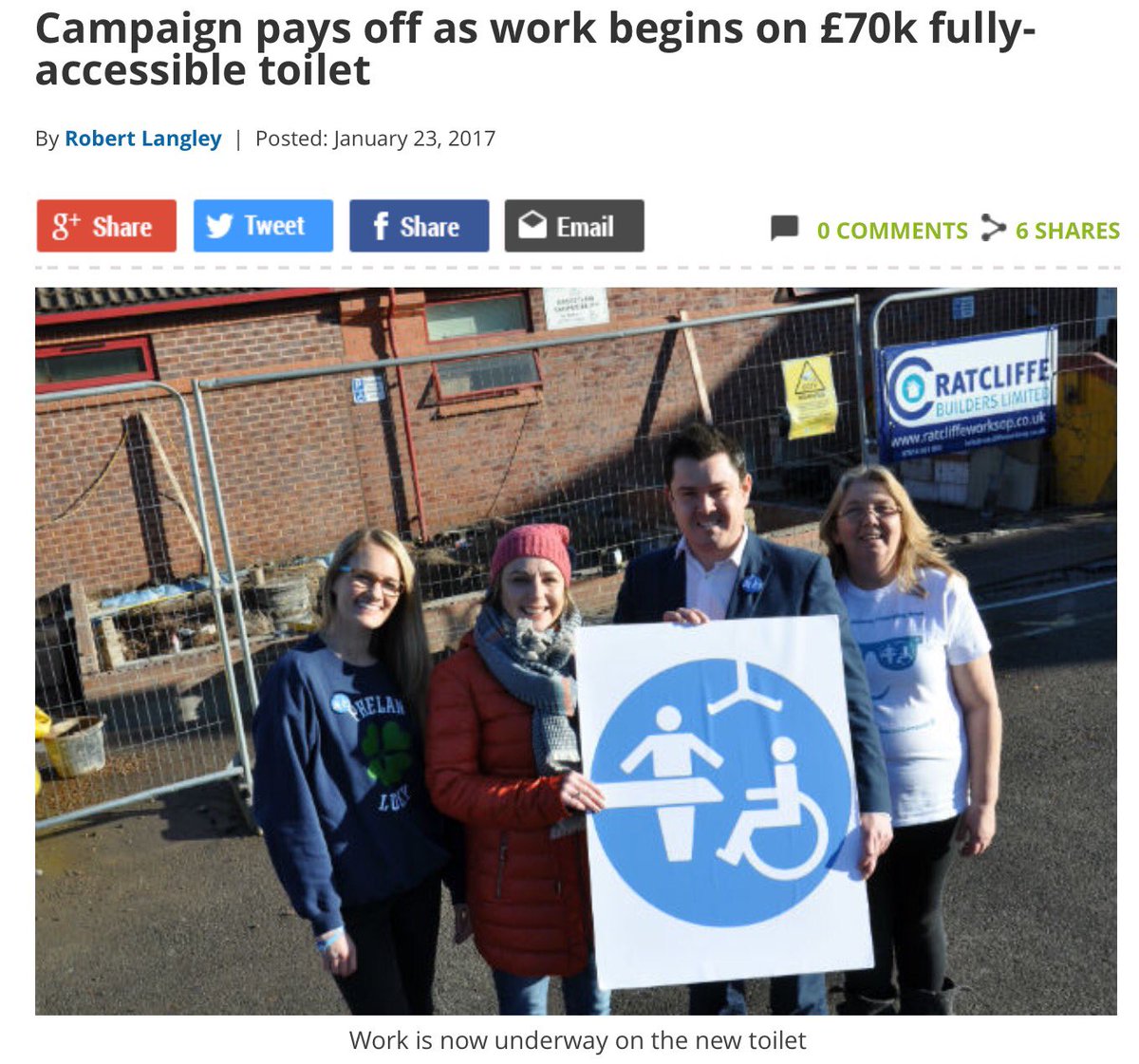 Campaign pays off as work begins on £70k fully-accessible toilet | Lincolnshire Live po.st/79SnCJ