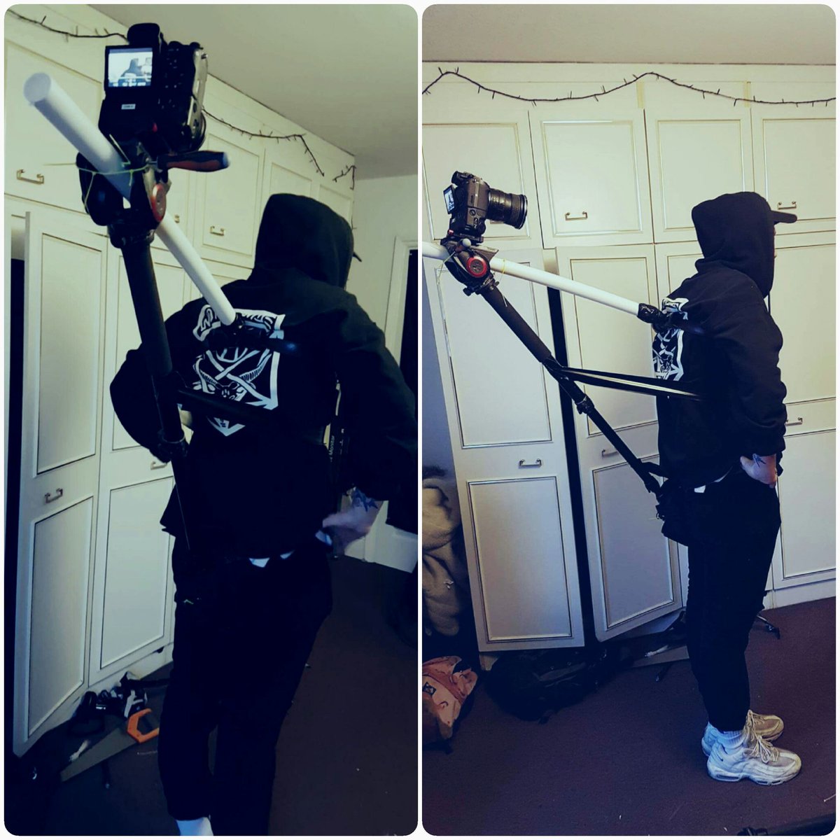 We've gone hands free by getting a little creative on set today, with the building of the "Man-Cam" #DIYday