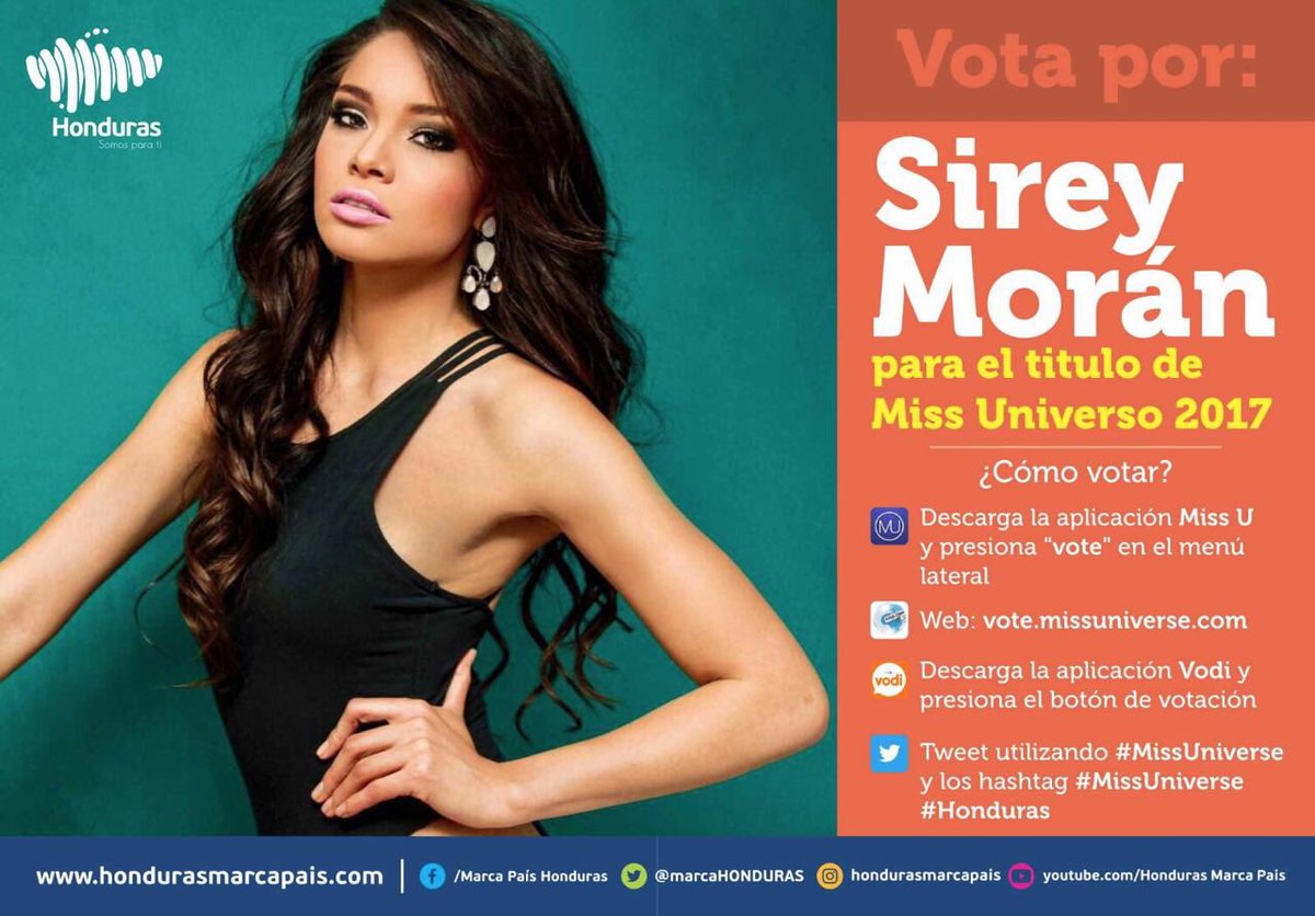 marcaHONDURAS's tweet photo. ¡No dejes votar por nuestra compatriota @SireyMoran ! #MissUniverse #Honduras https://t.co/29qi9ZkjCf