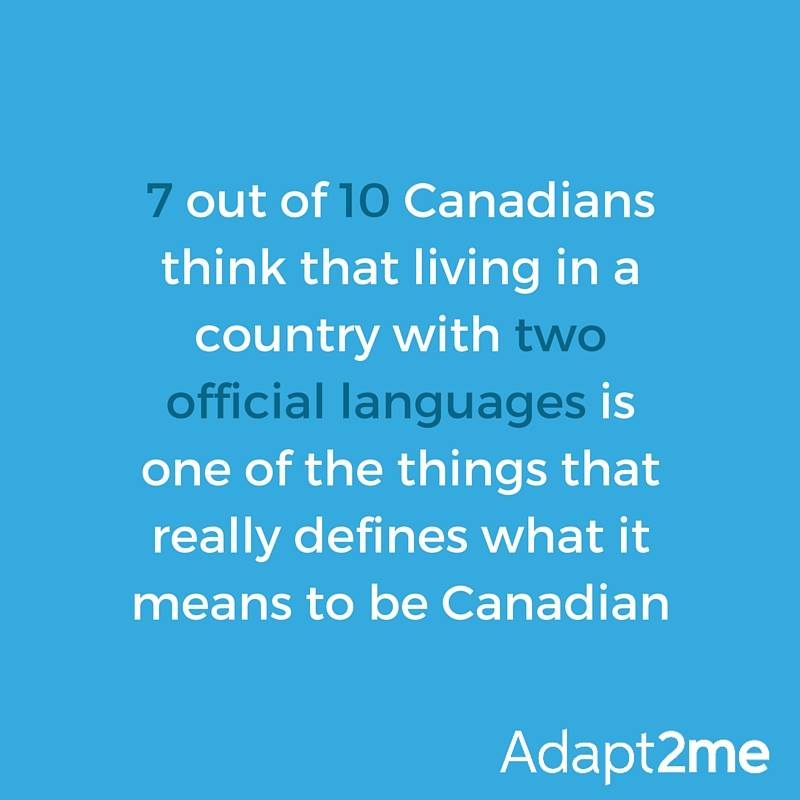 Adapt2Me's tweet photo. Pour 7 Canadiens sur 10, le fait de vivre dans un pays où il y a deux langues officielles permet de définir ce que signifie être un Canadien https://t.co/3oEAzeioIl
