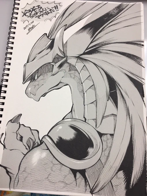 スケブに久々に手癖でパイル描いたら闇堕ちしそうなツラになってた 